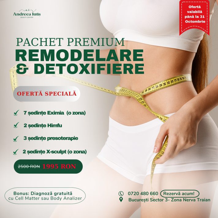 Pachet remodelare corporală și detoxifiere – abdomen plat și tonifiat – ofertă Andreea Iutiș Beauty Salon București