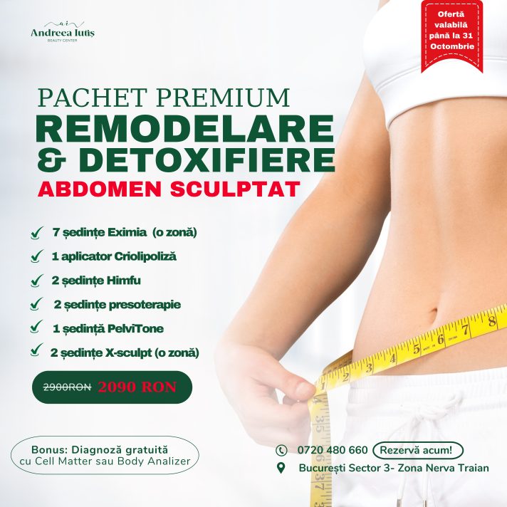 Pachet remodelare corporală și detoxifiere – abdomen sculptat – Andreea Iutiș Beauty Salon București